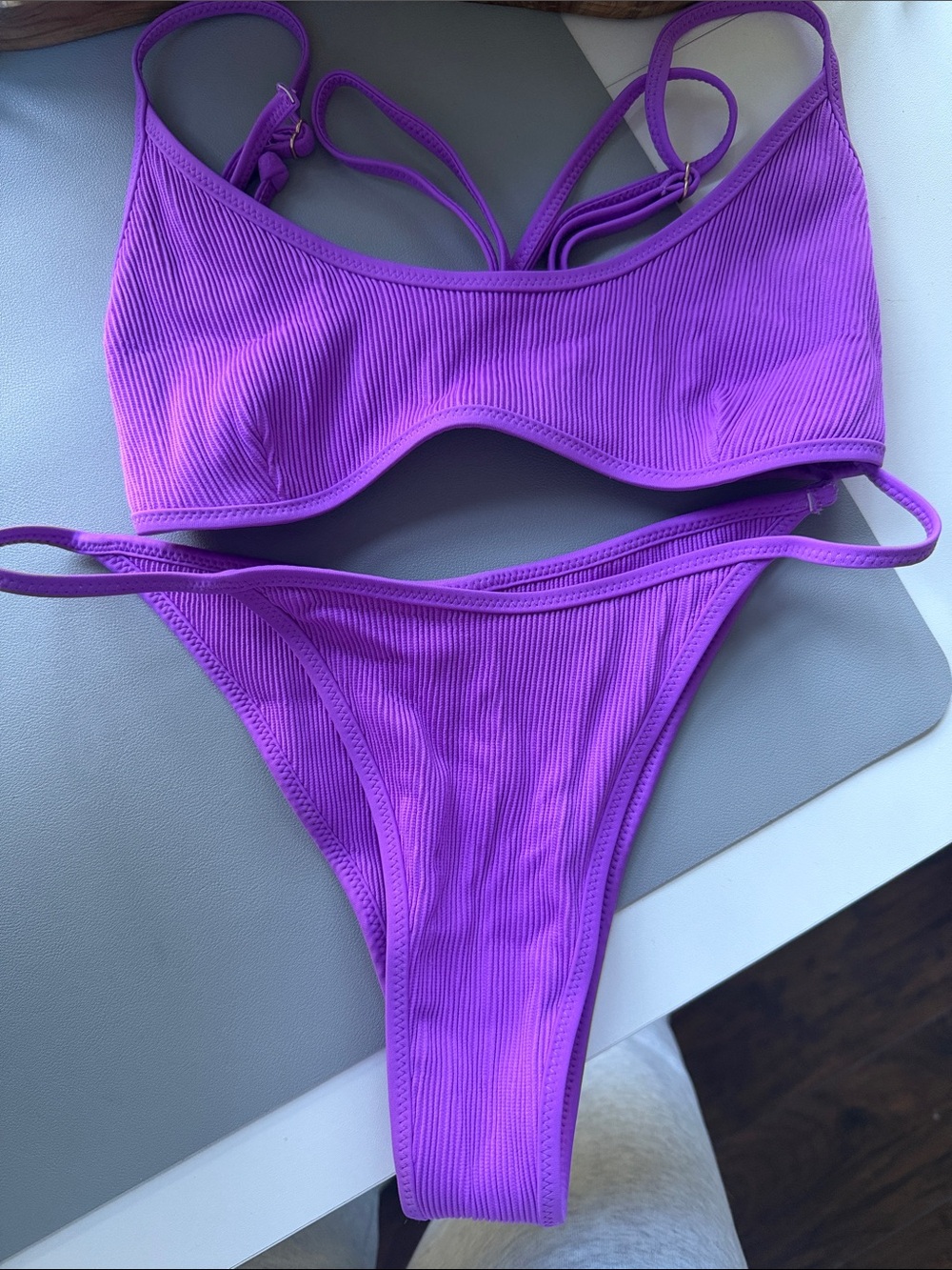 Kulani Kinis Purple Ribbed Two-Piece Bikini